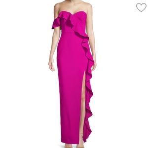 Aidan by Aidan Mattox Strapless Flounce Column Gown
